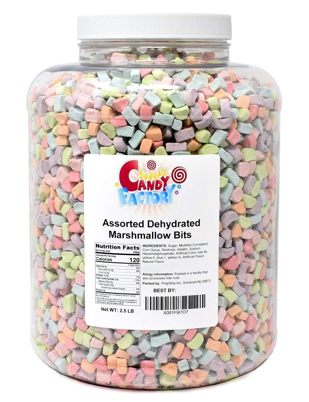  Assorted Dehydrated Marshmallow Bits in Jar, 2.5 Pounds