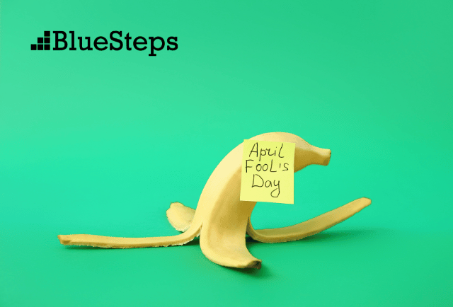 Banana Peal with a sticky note saying April Fool's Day