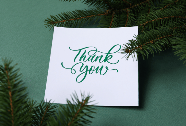 A note that says thank you